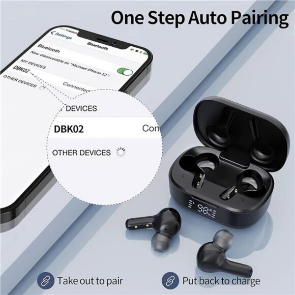 Bluetooth 5.3 Wireless Earbuds Noise Cancelling Deep Bass Earphones Mic - Picture 4 of 7